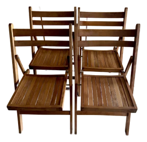 Striking Mid Century Solid Wood Folding Chairs. Made in Yugoslavia