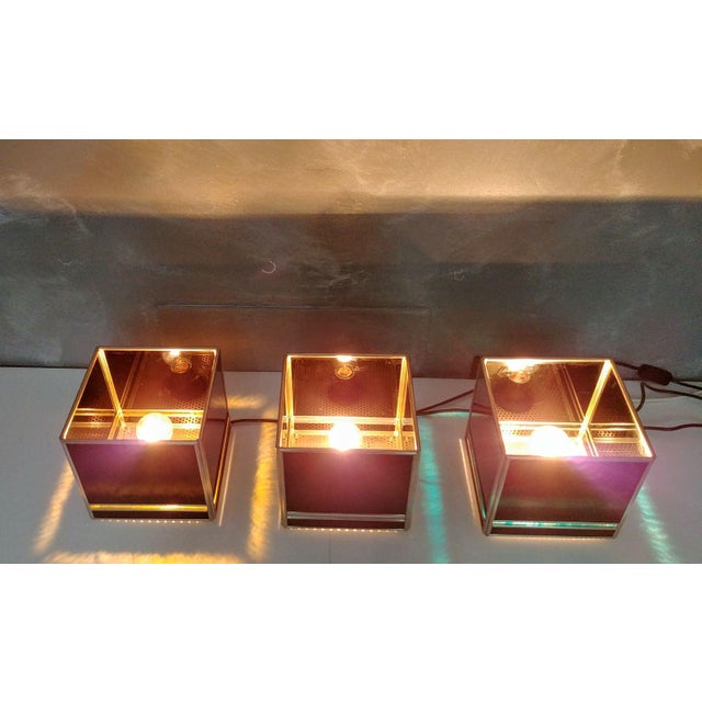 Mid-Century Modern Set Three Cubes Glass and Brass, Italy, 1970s For Sale - Image 9 of 10