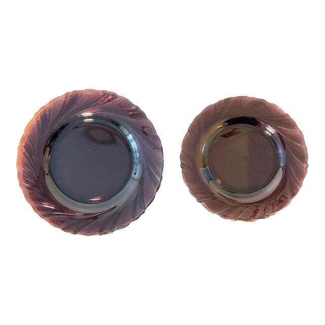 French Fluted Purple Glass Party Plates, Set of 16 For Sale