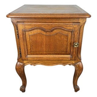 Vintage French Louis XVI Carved Oak Nightstand For Sale