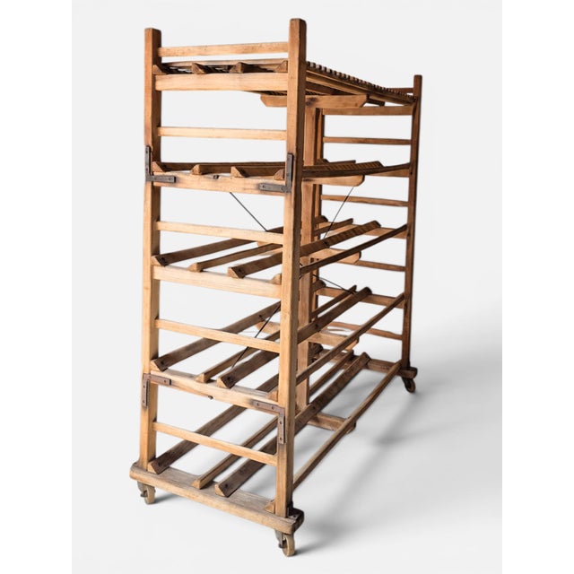 Vintage French Industrial Bakery Rack on Wheels For Sale - Image 4 of 7