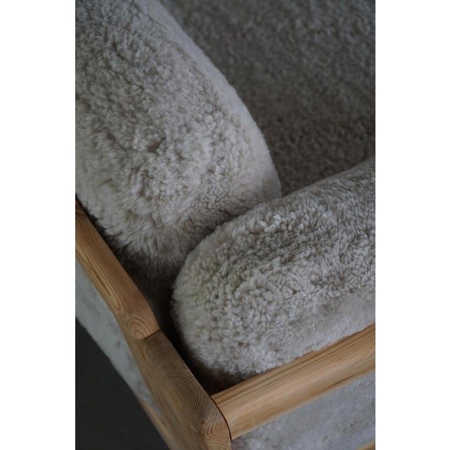 Danish Modern Three-Seater Sofa in Pine and Lambswool, 1980s For Sale - Image 9 of 18