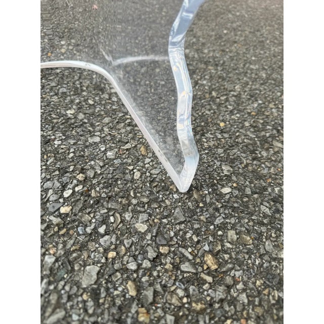 Glass 1980s Vintage Lucite and Glass Top Coffee Table For Sale - Image 7 of 7
