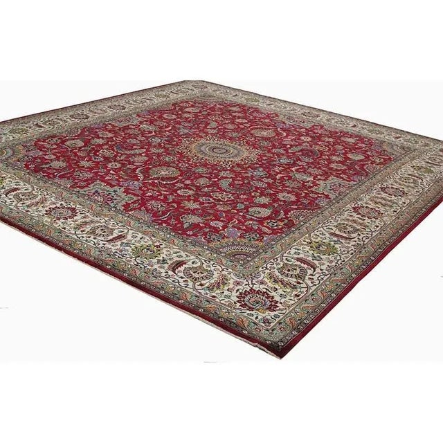 1960s Old Persian Tabriz Area Rug 9’7″ X 11’0″ For Sale - Image 9 of 12