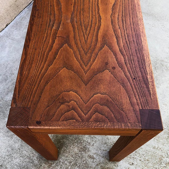 Wood Vintage Solid Oak Parsons Style Console Table For Sale - Image 7 of 9