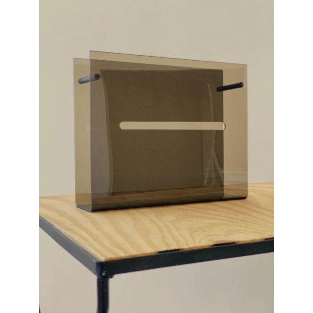 Vintage Molded Smoke Plexiglass Magazine Rack With Cutout Detail, Circa 1970s For Sale In New York - Image 6 of 9