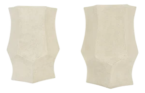 Pair Hexagon Stomp Shape Faux Travertine End Side Table Stands