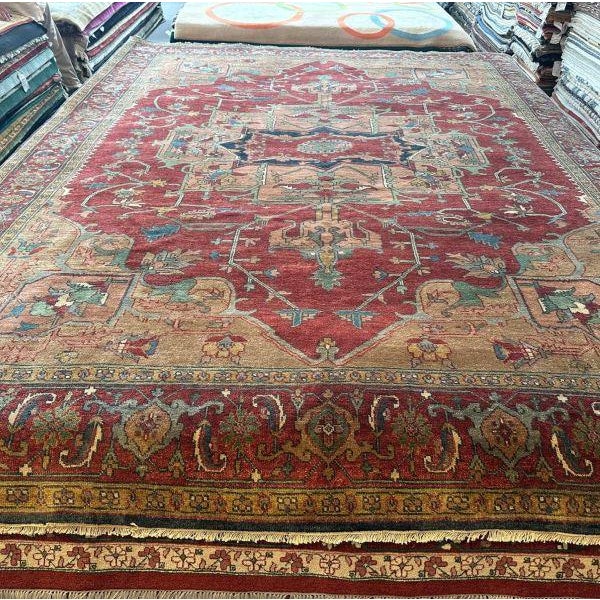 2010s A Contemporary Turkish Rug With Heriz-Inspired Geometry | 9x12 For Sale - Image 5 of 5