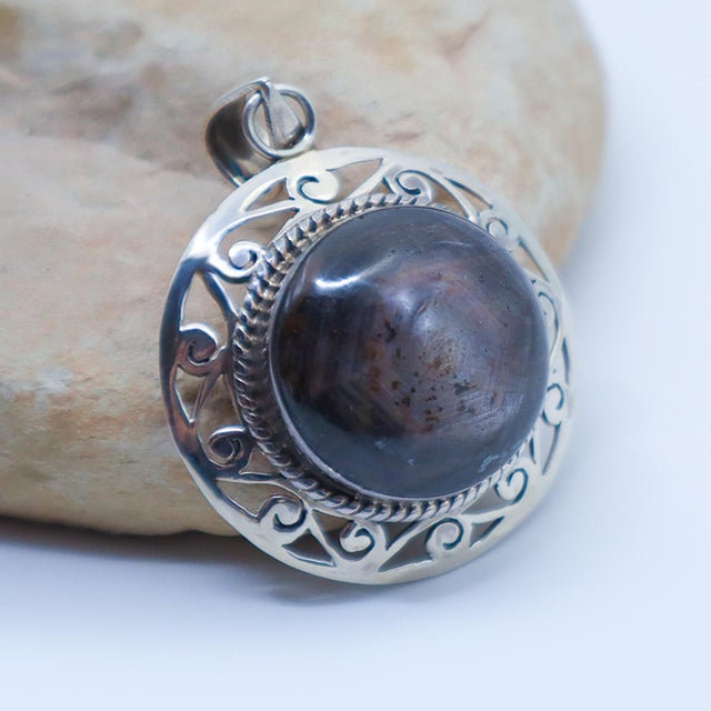 Rare Star Ruby Sterling Silver Pendant For Sale - Image 4 of 8