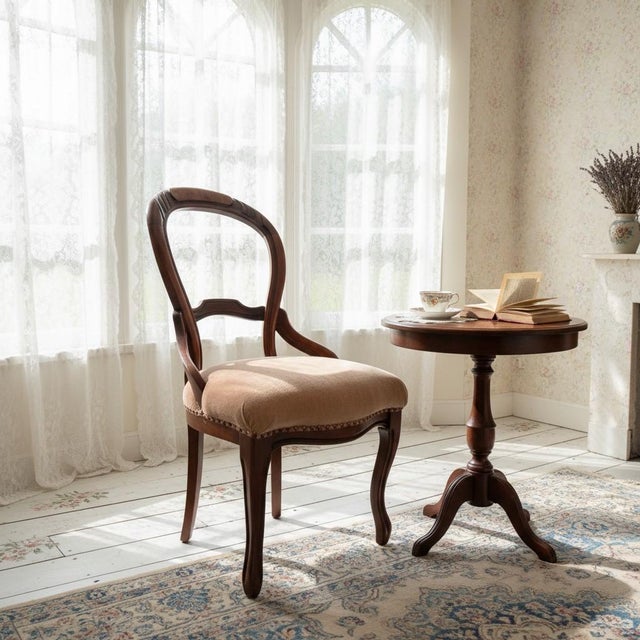 Bring timeless elegance to your home with this Antique Victorian Balloon Back Side Chair, beautifully crafted in the late...