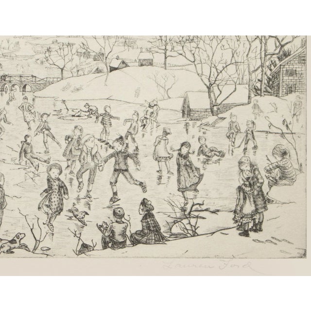 1930s 1939 After Lauren Ford "Milton Pond, Thanksgiving Day", First Edition Period Offset Lithograph For Sale - Image 5 of 9