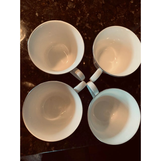 Late 20th Century Original Royal Doulton “Pink Carnation” Bone China Cup & Saucer Set of 4 (8 Pieces).Footed Cup/French Loop Handle.2 Sets Available. For Sale - Image 9 of 11