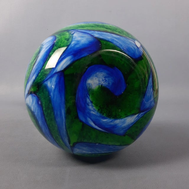 Modern Wavy Green and Blue Murano Glass Vase by Carlo Moretti, 1970s For Sale - Image 6 of 11