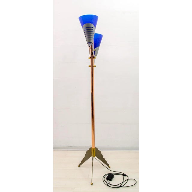 Italian Murano Glass and Brass Floor Lamp from Relco Milano, 1980s For Sale - Image 4 of 17