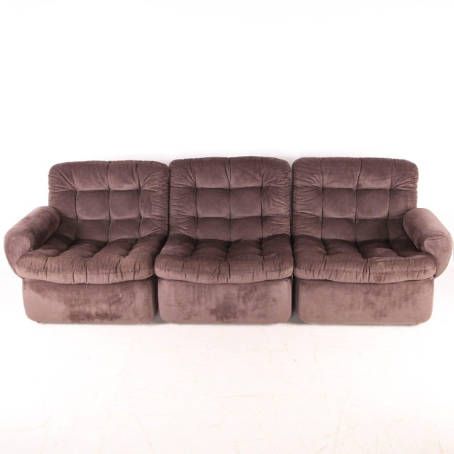 Brown Fabric Modular Sofa, 1980s, Set of 3 For Sale - Image 10 of 16