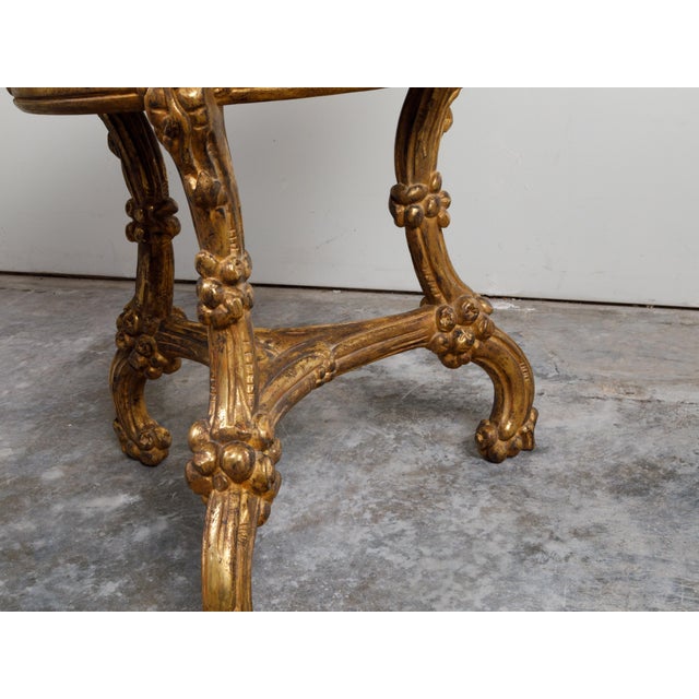 Italian Carved Giltwood Side Table With Slate Top, Shelf and Floral Motifs For Sale In Atlanta - Image 6 of 12