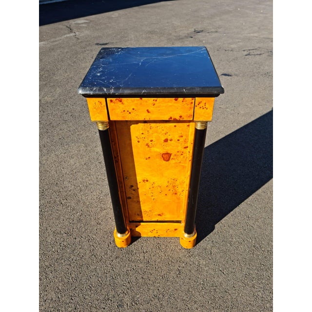 Beautiful Bedside/Side Elm With Black Marble Table/Desk With Large Storage For Sale In New York - Image 6 of 13