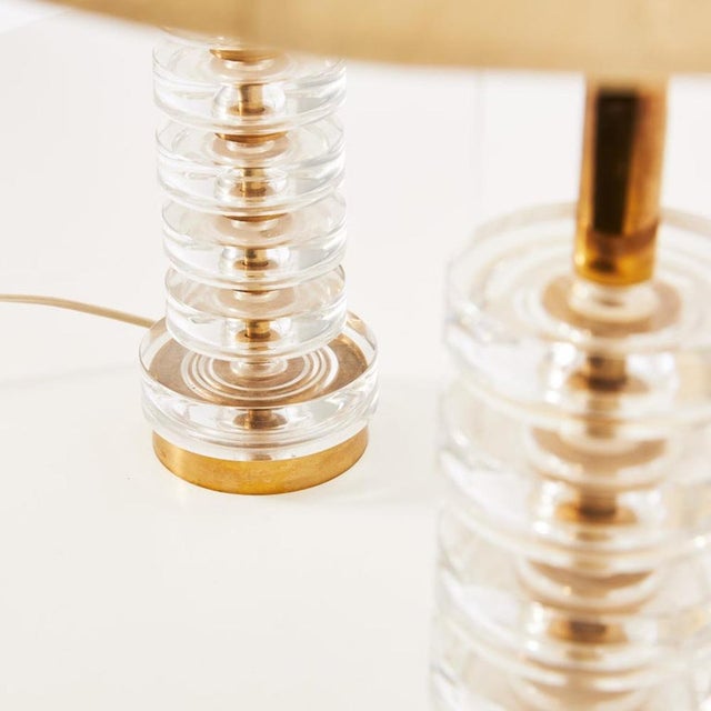 Carl Fagerlund table lamps for transparent molded glass orrefors in Sweden around 1960. Good condition. This piece has an...