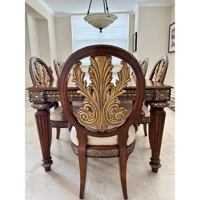 Late 20th Century Classic Solid Wood Dining Room Table - Set of 9 ...