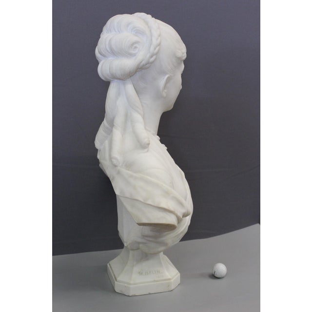 H. F. Iselin, Bust of a Woman, 1873, Carrara Marble For Sale - Image 16 of 17