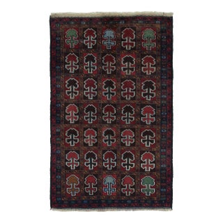 1950s Vintage Baluch Tribal Rug in Red With Geometric Patterns, From Rug & Kilim For Sale