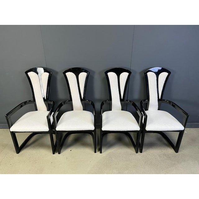 Paint Italian Lacquered Wood Dining Chairs, 1980s, Set of 4 For Sale - Image 7 of 9