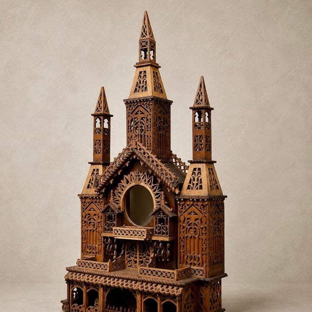 Large Architectural Fretwork Clock Case, 1890s For Sale - Image 6 of 12
