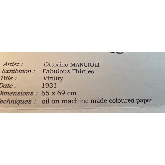 Ottorino Mancioli, Virility (Framed Original Painting), 1931 For Sale - Image 4 of 4