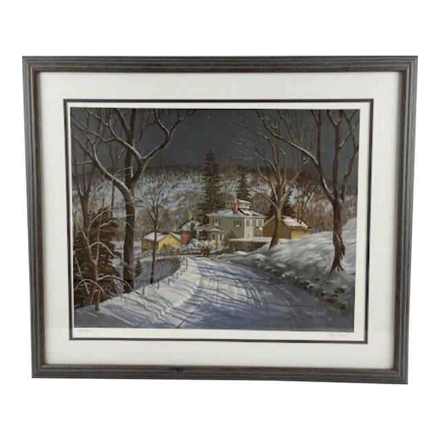 1988 Framed Signed Limited Edition Lithograph "Moonlight on Point Pleasant" by George Booz (266/500) For Sale