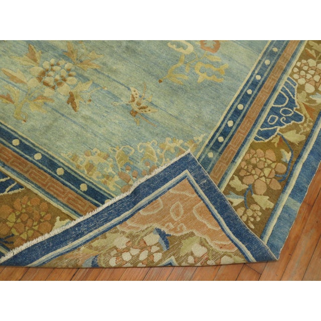 Pale Blue Antique Chinese Rug For Sale - Image 14 of 18