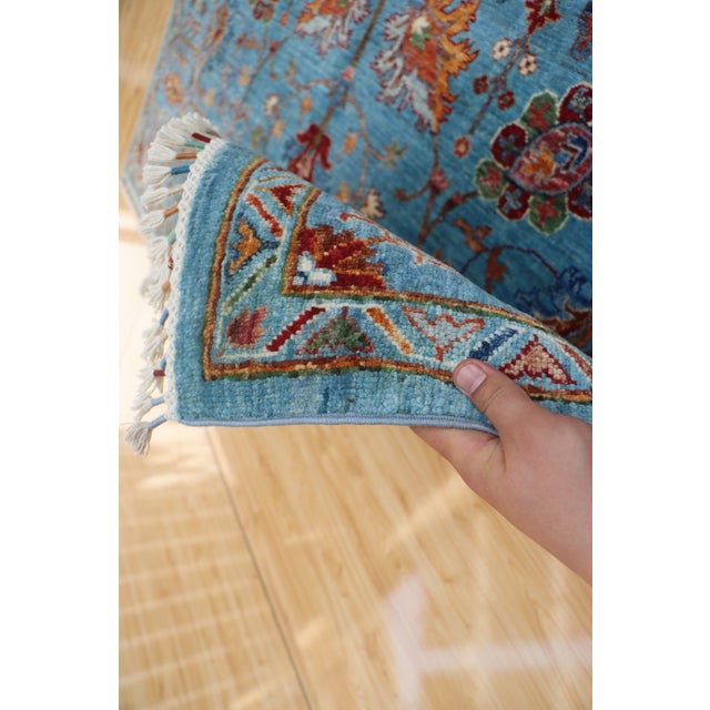 Sky Blue Ziegler Sultanabad Wool Rug – 5'11" X 8'8" For Sale - Image 10 of 10