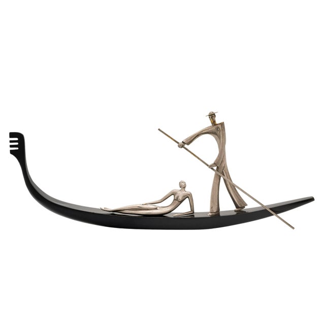 Black Gondoliere with Lady by Karl Hagenauer, 1930s For Sale - Image 8 of 8