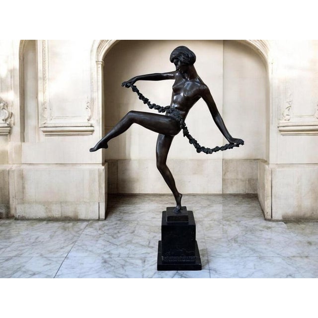 Exquisite 1920s french art deco patinated bronze figurine after pierre le faguays – a graceful art deco dancer with...