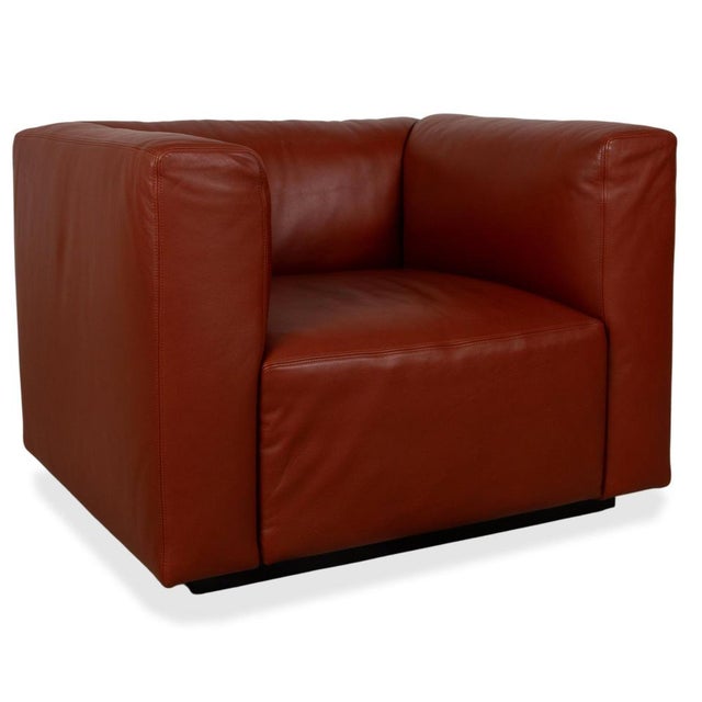 Modern Red Leather Armchairs from Walter Knoll, Set of 2 For Sale - Image 3 of 14