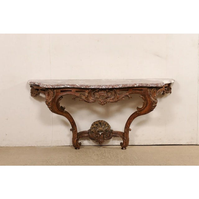 Rococo 18th Century French Rococo Serpentine Console For Sale - Image 3 of 11