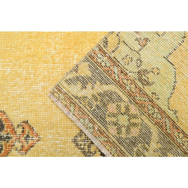 1970s 1970s Turkish Oushak Handmade Wool Cotton Yellow Runner For Sale - Image 5 of 11