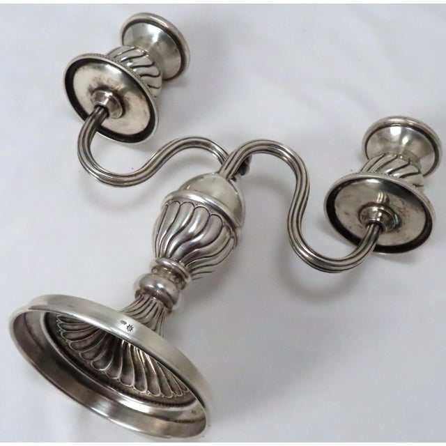 Silver Fine Quality Pair of Antique Hand Made 800 Grade Continental Coin Silver Candelabras For Sale - Image 8 of 13