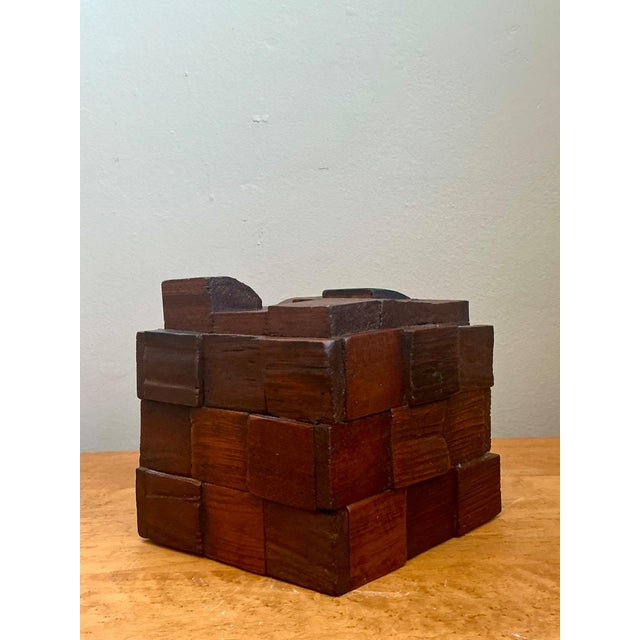 Vintage Brutalist Abstract Wood Tissue Box For Sale - Image 13 of 18