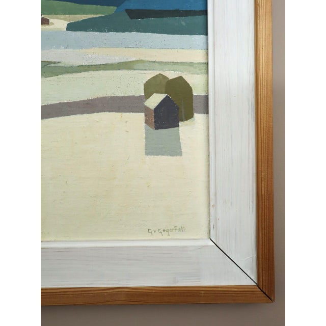 Mid-Century Modern 'Light Over the Valley' Swedish Original Semi-Abstract Landscape Oil Painting, Framed For Sale - Image 9 of 13