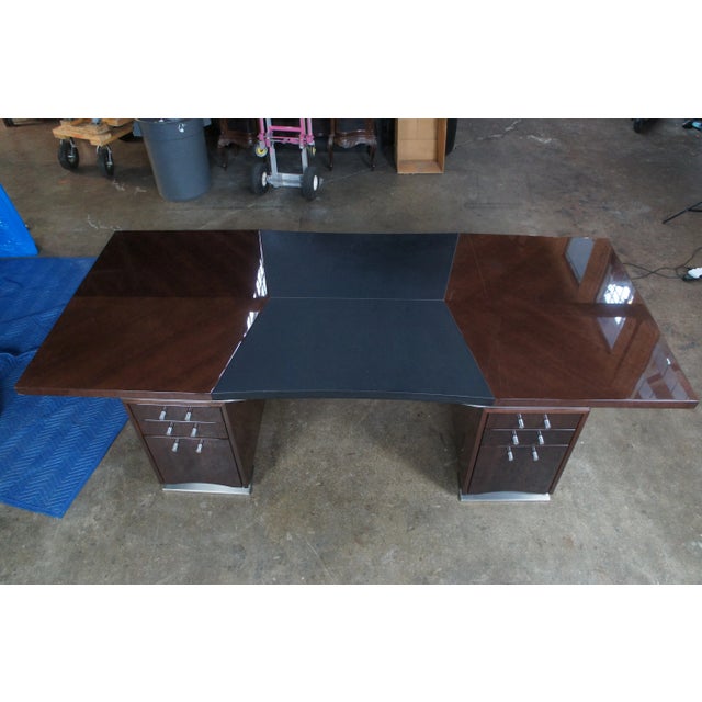 1970s Dakota Jackson French Art Deco Postmodern Mahogany Partners Desk For Sale - Image 6 of 12