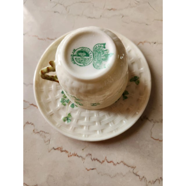 Antique Fine Irish Belleek Porcelain Demitasse Cup and Saucer For Sale - Image 12 of 12
