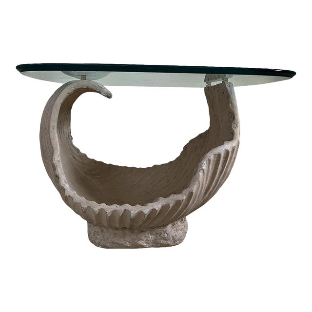 1980s Postmodern Hand Sculpted Plaster Shell Table For Sale