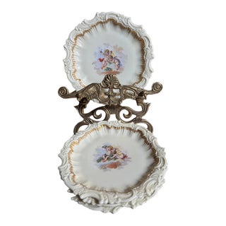 Antique T&v Limoges France Gilt Cherub Porcelain Plates – Set of 4 For Sale