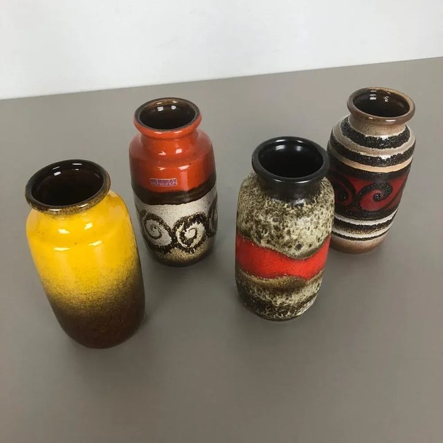 Vintage Fat Lava Pottery 213-20 Vases from Scheurich, Germany, Set of 4 For Sale - Image 12 of 18