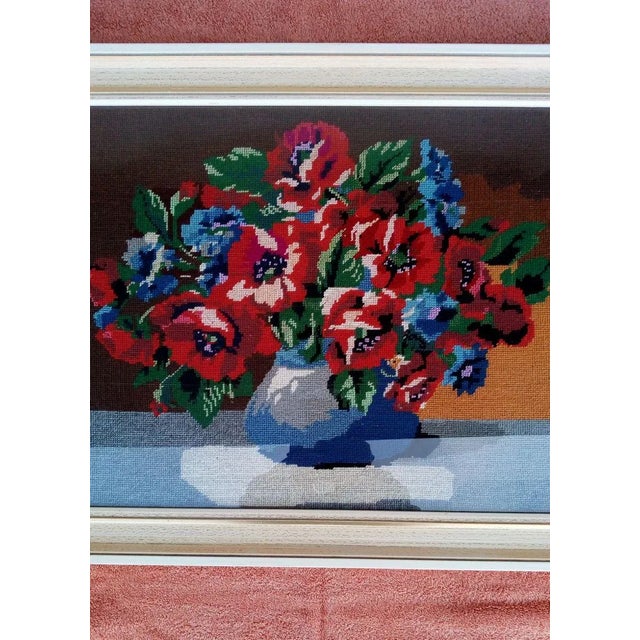 Framed Floral Tapestry in Fabric, 1970s For Sale - Image 6 of 9