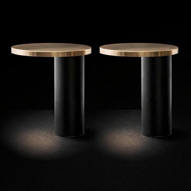 Cylinda Table Lamp in Black Metal and Satin Gold by Angeletti & Ruzza for Oluce For Sale - Image 6 of 10