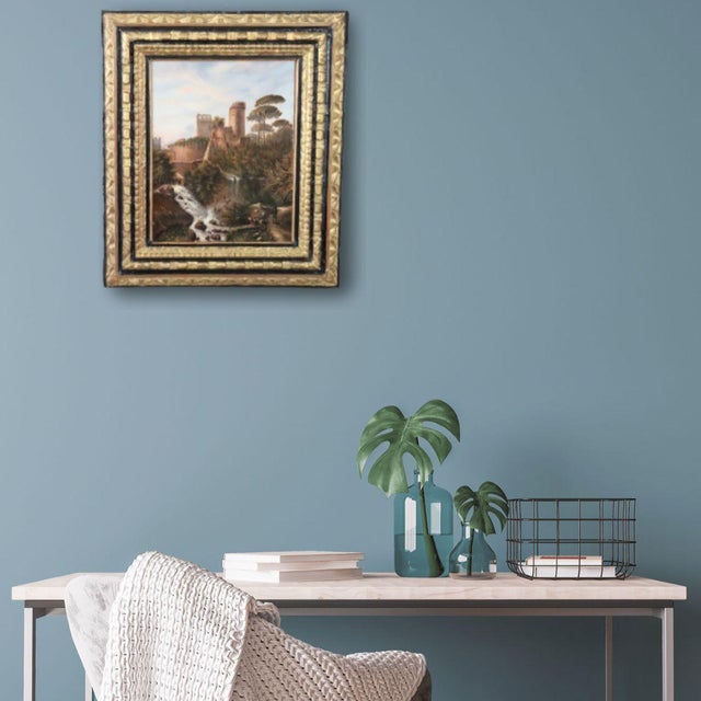 We are pleased to present this splendid 18th-century oil painting on canvas. The work depicts a lush landscape with a...