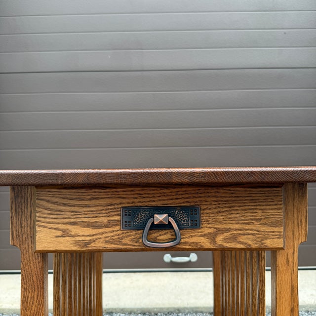 A vintage Amish made Mission solid oak 1 drawer side table by Country Classics Collection of Pennsylvania. Circa early...