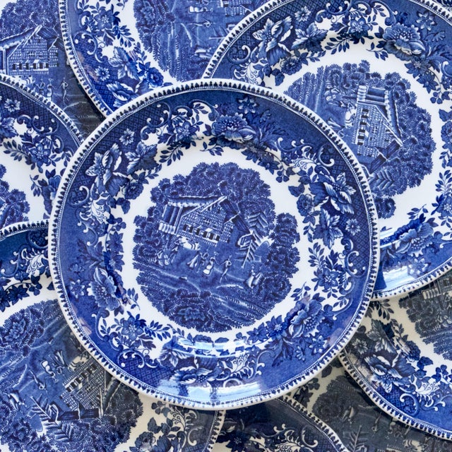 Ceramic Vintage English Avon Cottage Plates by Enoch Wedgwood Avon, 1950s, Set of 11 For Sale - Image 7 of 8