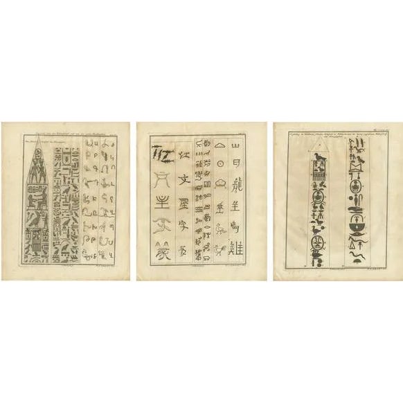 Column in Heliopolis and Hieroglyphs, Prints, 1749, Set of 3 For Sale